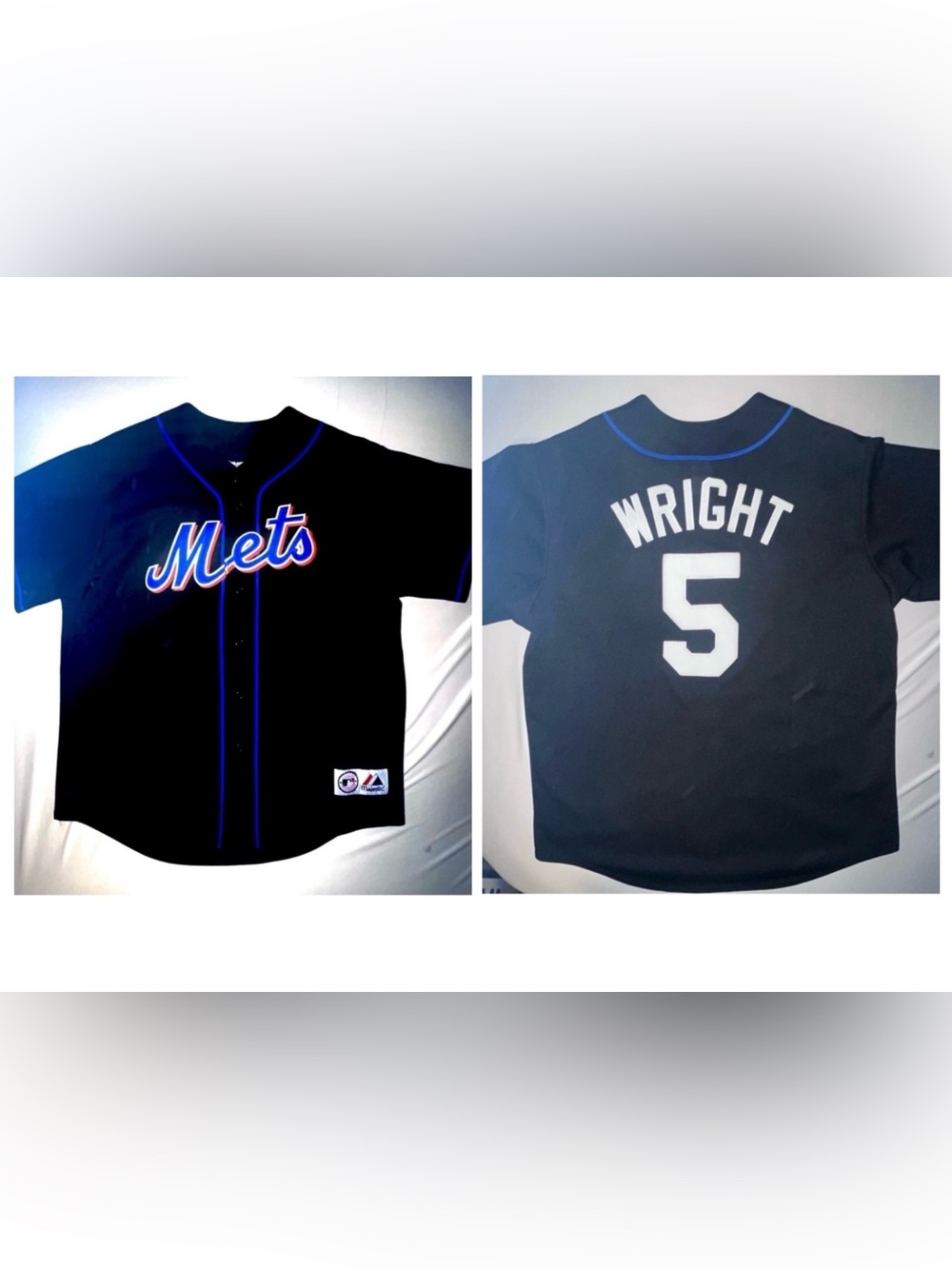 New York Mets No. 5 David Wright Black Throwback Majestic MLB Baseball Jersey